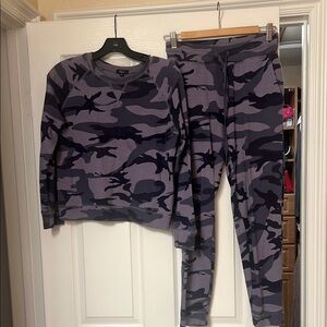 Rails Gray and Black Pajama Set Soft Camouflage Design
